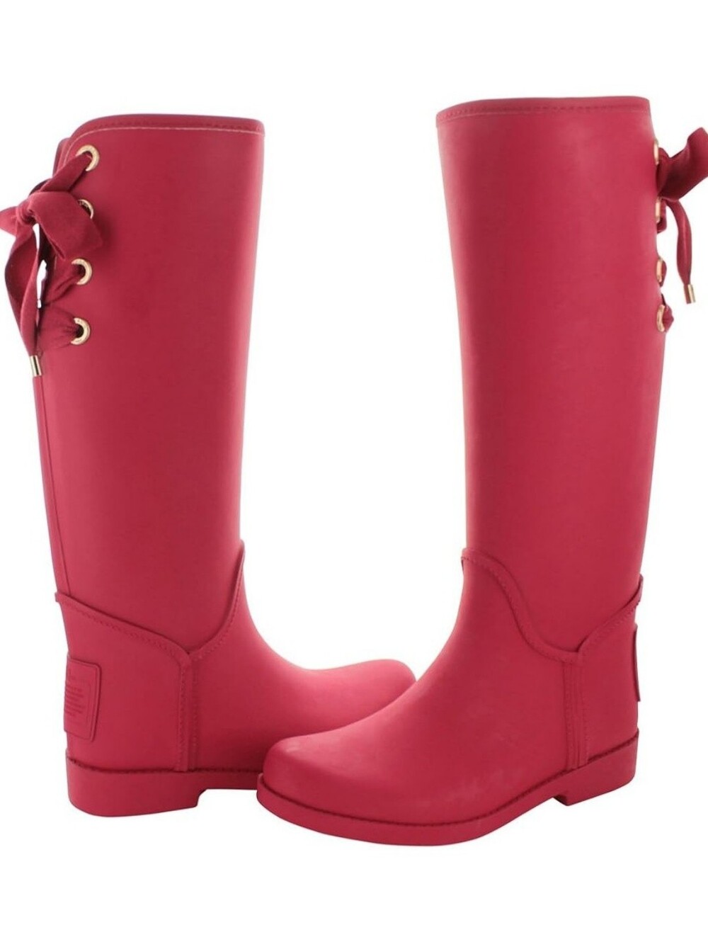 Coach New York Tristee Rainboots In True Red With Lace Up Details Size 7 (37EU)